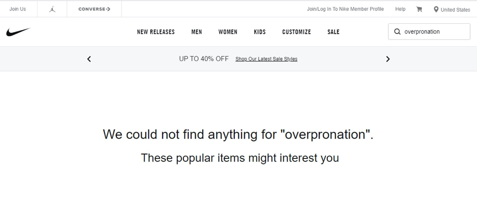 Overpronation Search, Nike