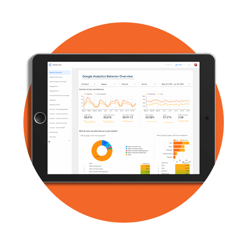 Tablet displaying data