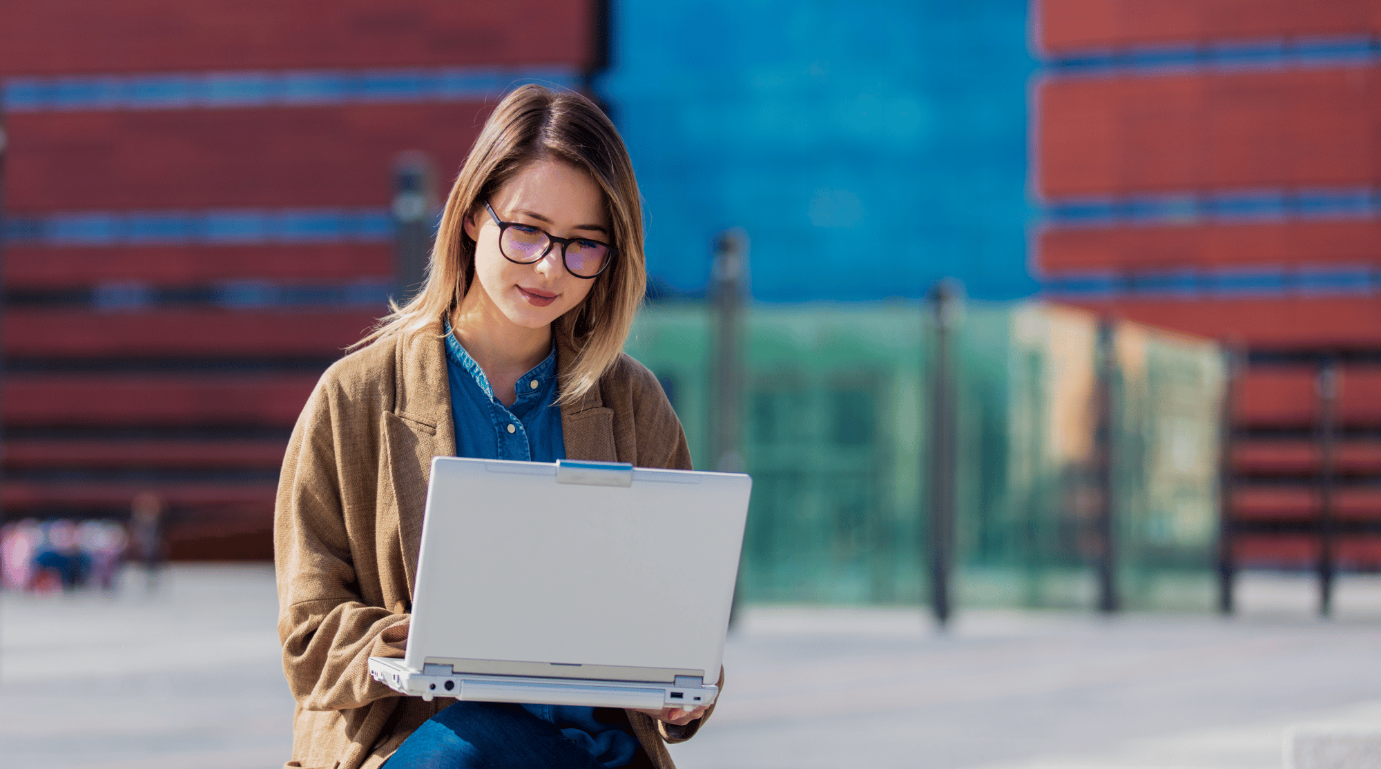 Woman working on laptop