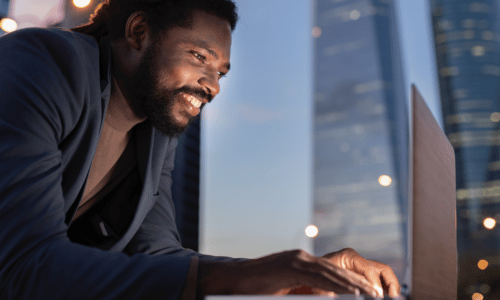 Man working on laptop