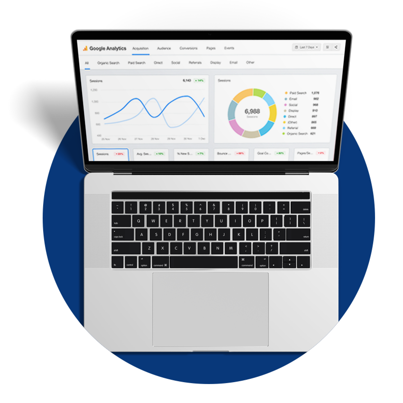 laptop open showing data