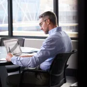 person sitting at desk