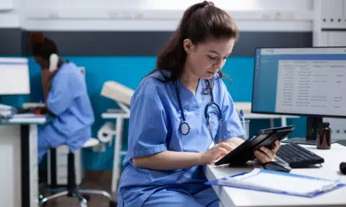 Nurse on tablet